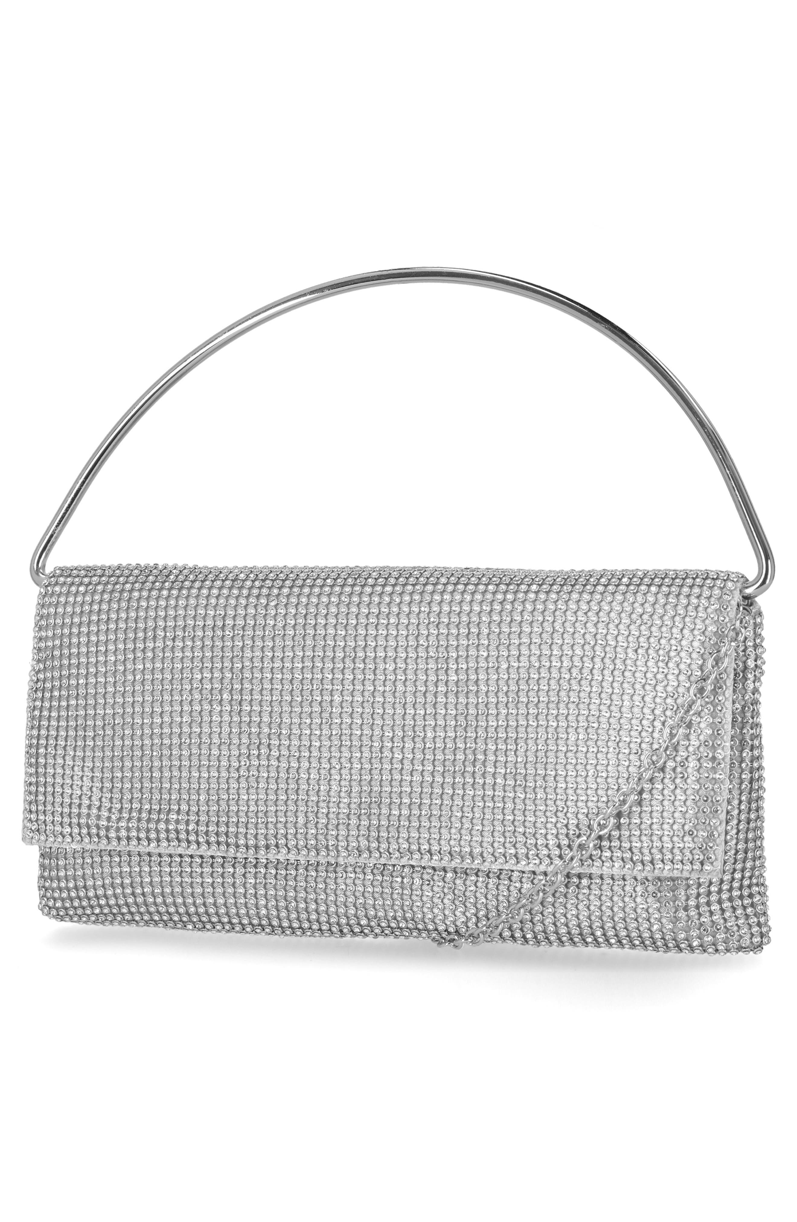 Jessica McClintock Isa Crystal Clutch, Alternate, color, 42N-Silver
