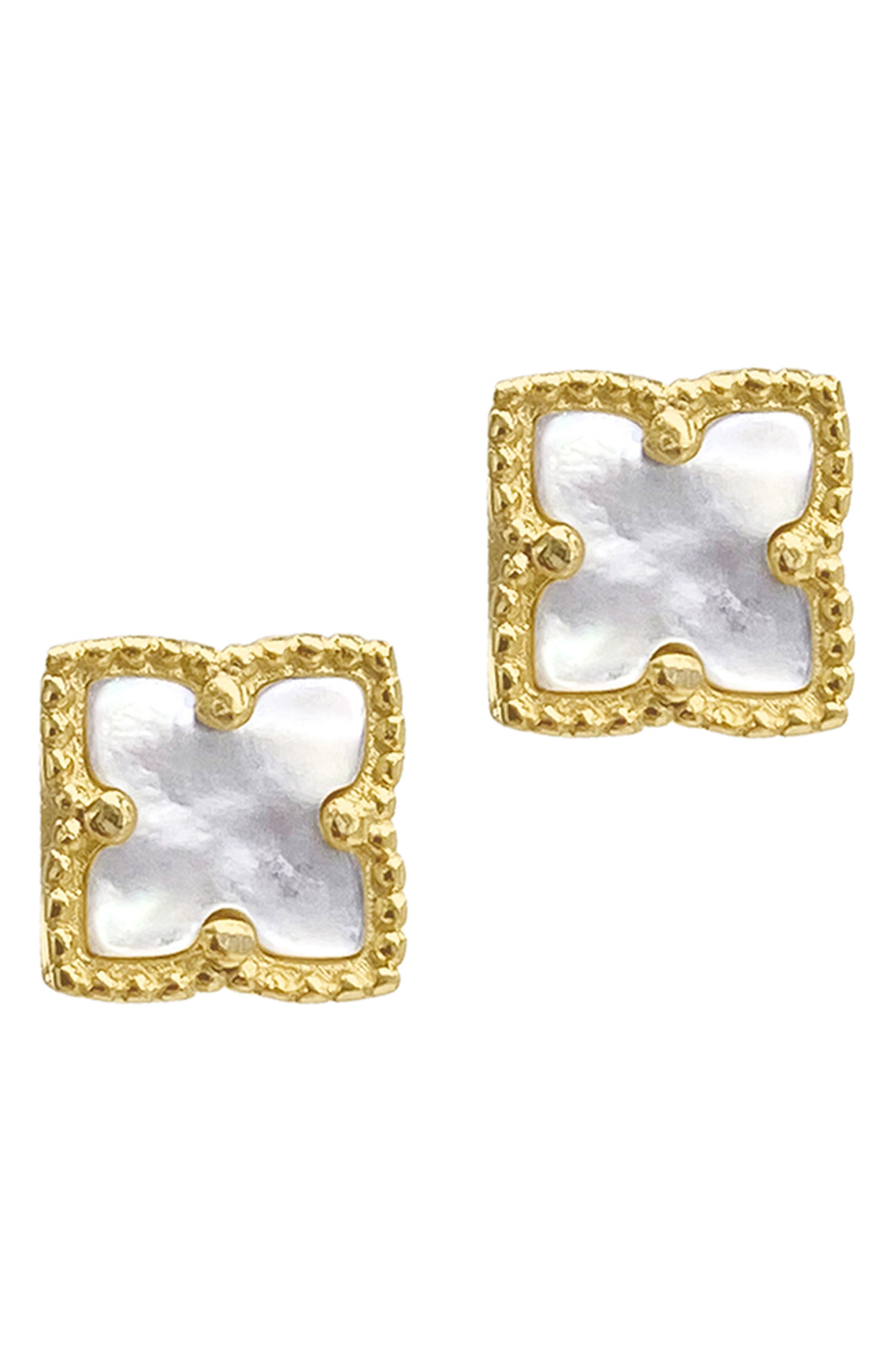 Adornia Flower Mother of Pearl Stud Earrings