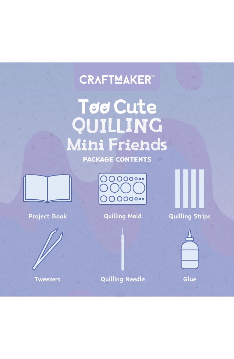 Craft Maker Too Cute, Quilling Mini Friends, DIY Adult Skill Learning Kit, Alternate, color, Multicolored