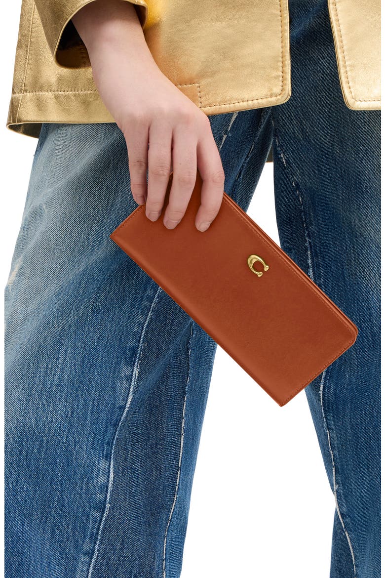 Refined Calf Leather Bifold Wallet, Alternate, color, AMBER BROWN