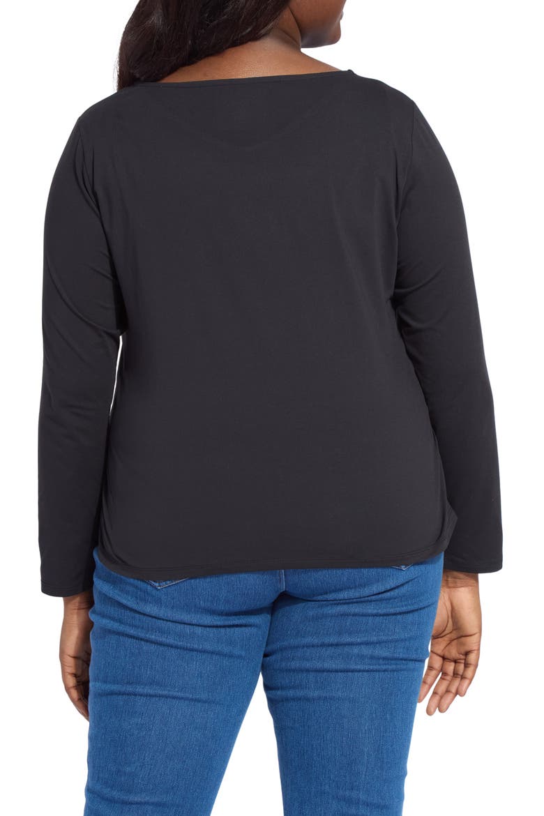 Lyssential V-Neck Long Sleeve Top, Alternate, color, BLACK