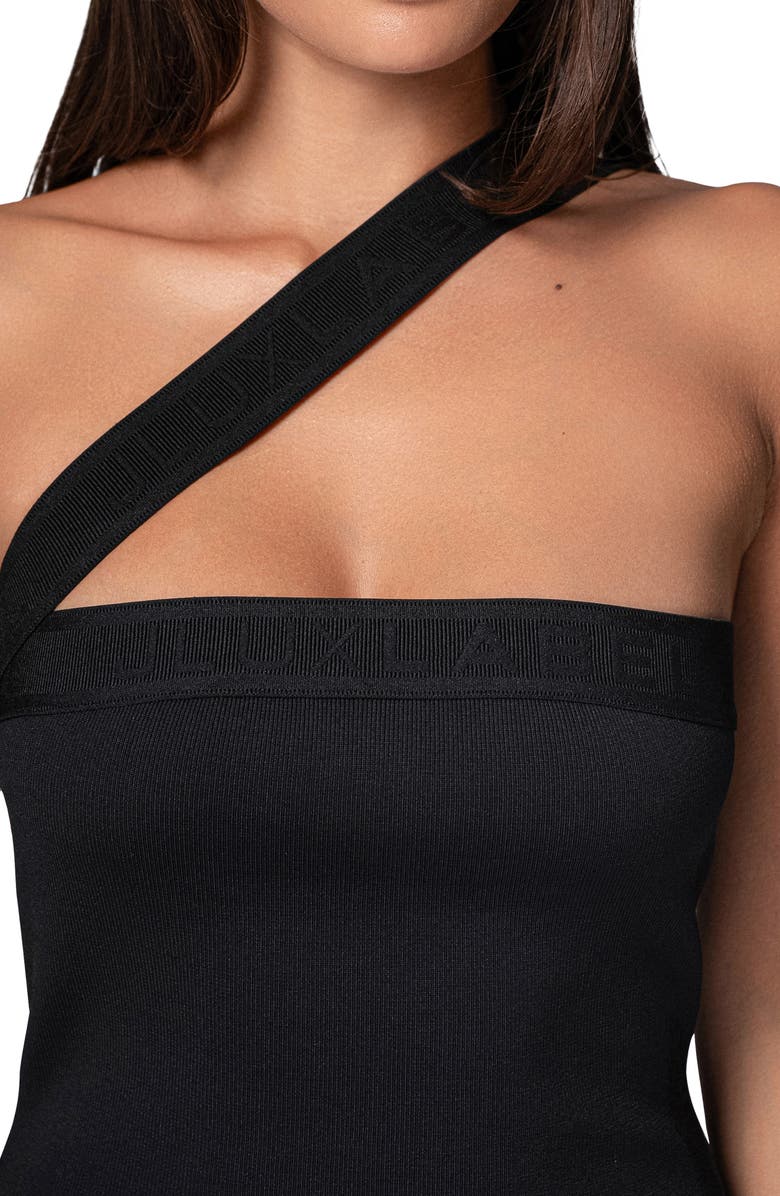 JLUXLABEL Ivone One-Shoulder Knit Maxi Dress, Alternate, color, Black