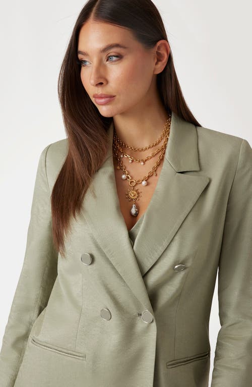 Shop Guess Camille Perfect Satin Blazer In Green