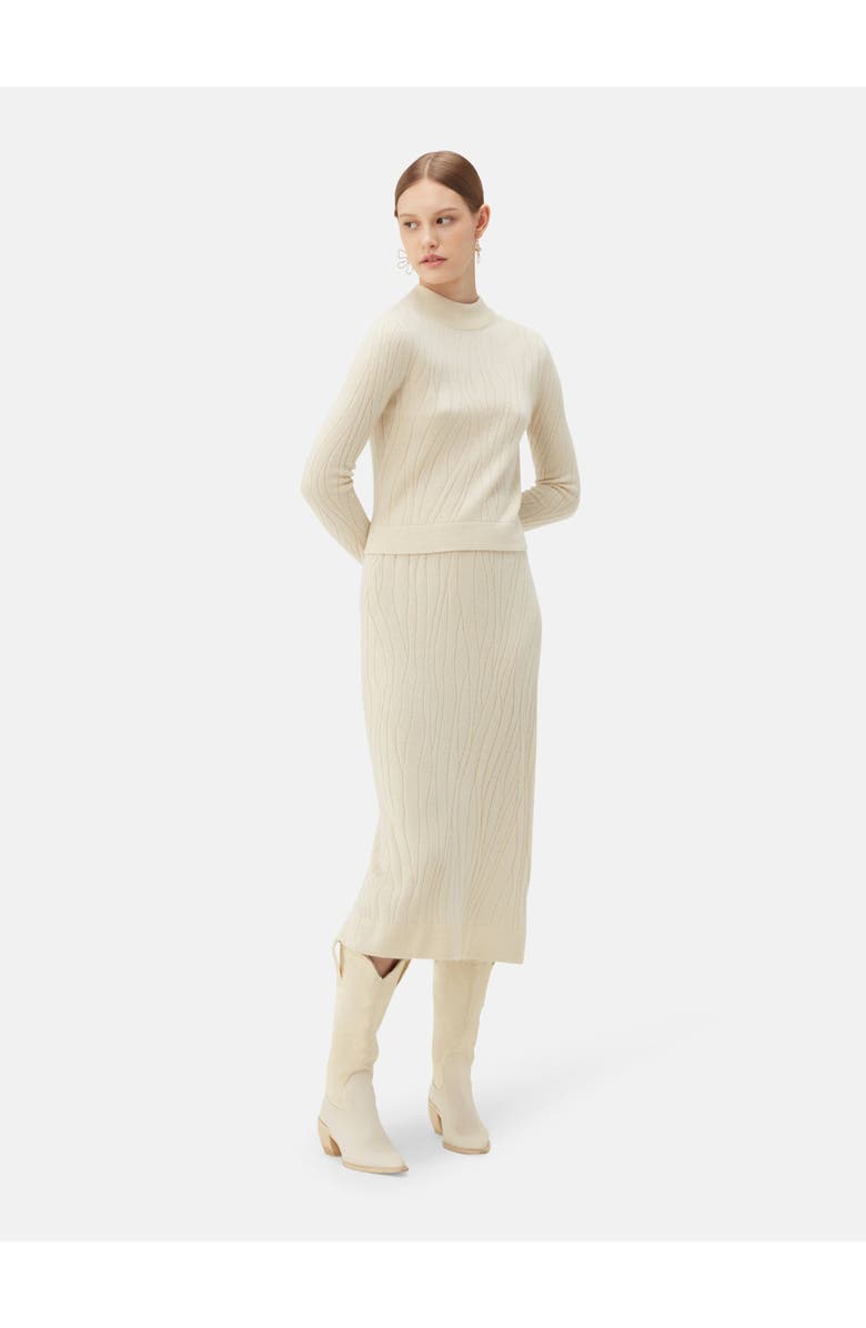 GOBI Mongolian Cashmere Cropped High Neck Cashmere Sweater, Alternate, color, Off White