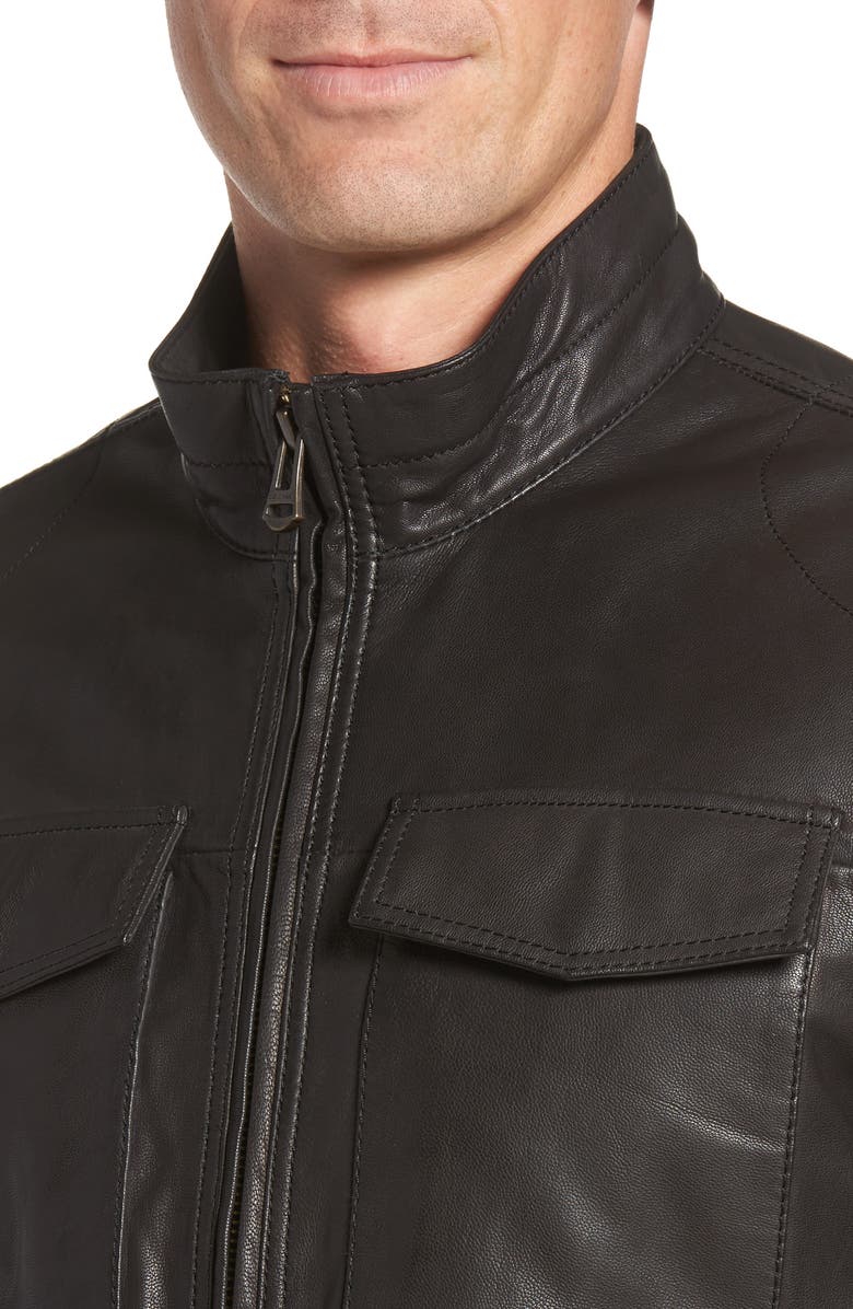 Cole Haan Washed Leather Trucker Jacket, Alternate, color,