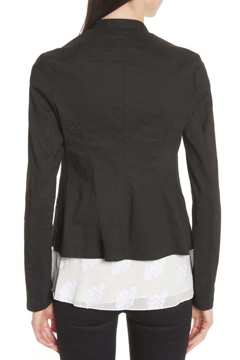 Clean Linen Blend Blazer, Alternate, color, BLACK MULTI