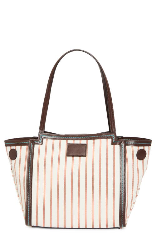 Marni Mini Riviera Stripe Tote In White Comb