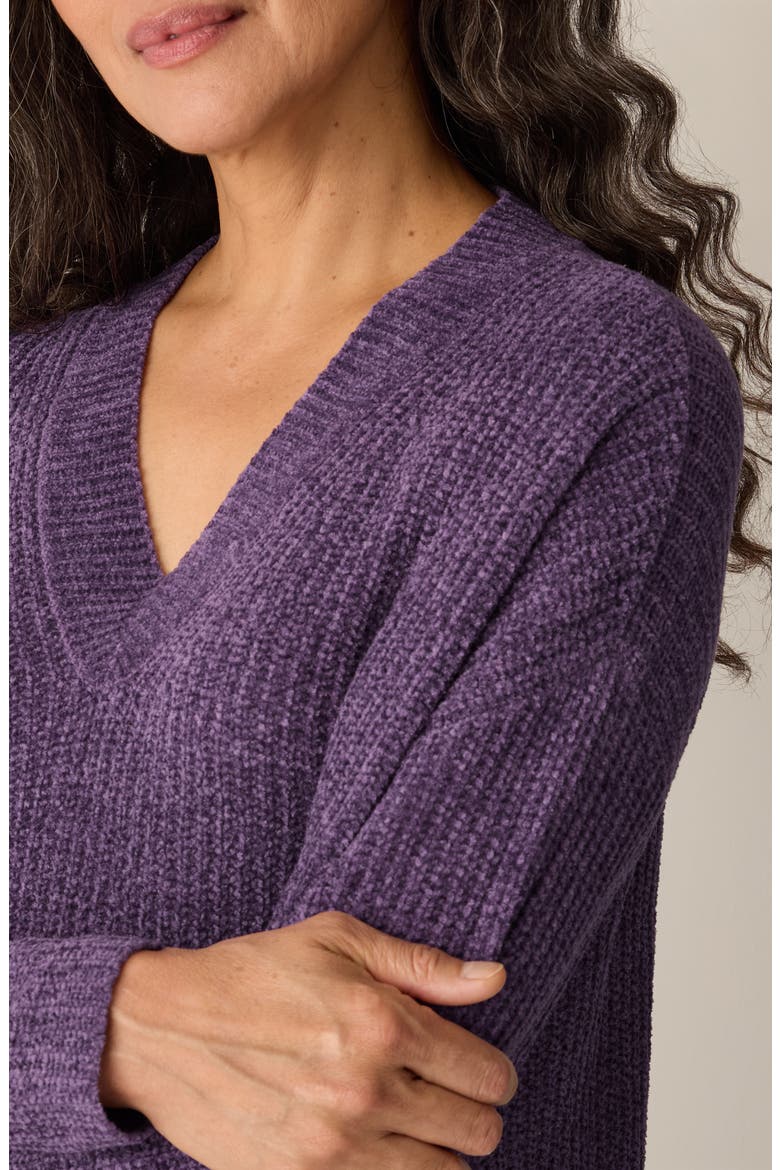 V-Neck Stretch Cotton Sweater, Alternate, color, MULLED GRAPE
