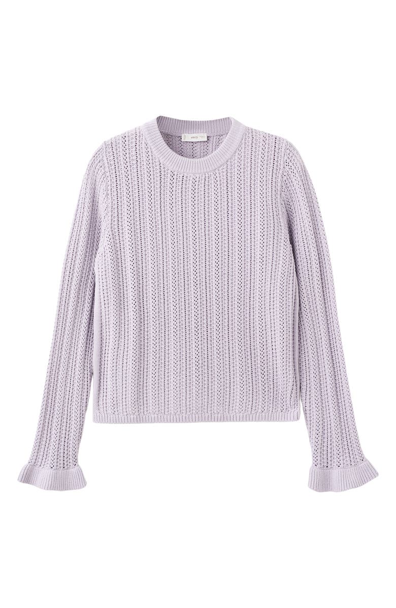 MANGO TEEN Open Stitch Ruffle Cuff Cotton Sweater, Alternate, color,