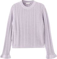 MANGO TEEN Open Stitch Ruffle Cuff Cotton Sweater