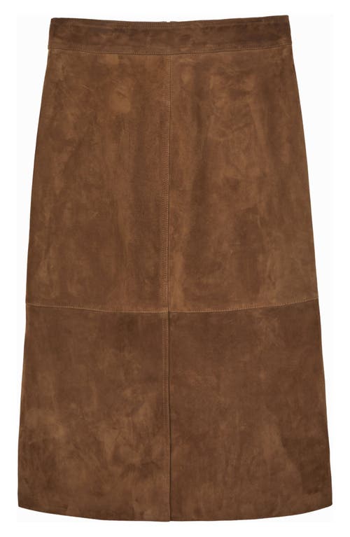 Reiss Miley Goatskin Suede Midi Skirt In Brown