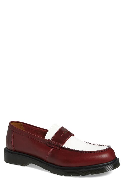 Shop Dr. Martens' Dr. Martens Penton Two-tone Penny Loafer In Burgundy White Classic Calf