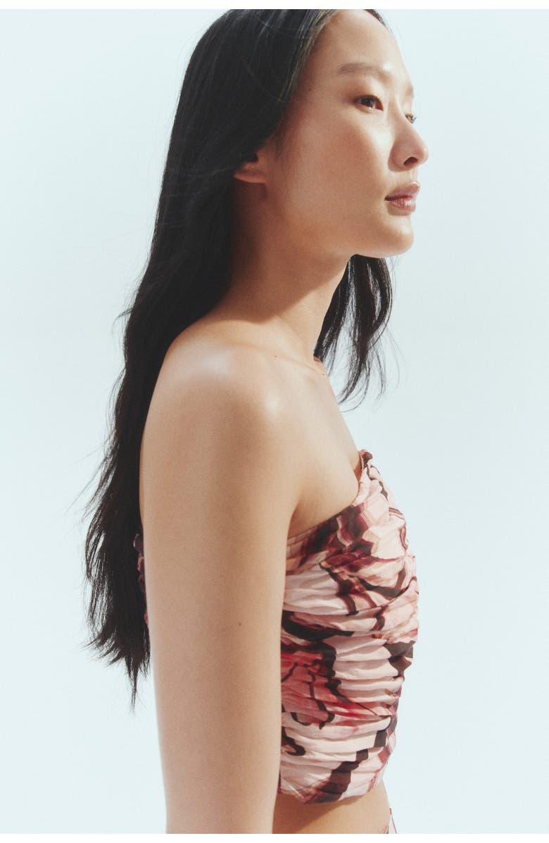 H&M Cropped Bandeau Top, Alternate, color, Light Pink/Floral