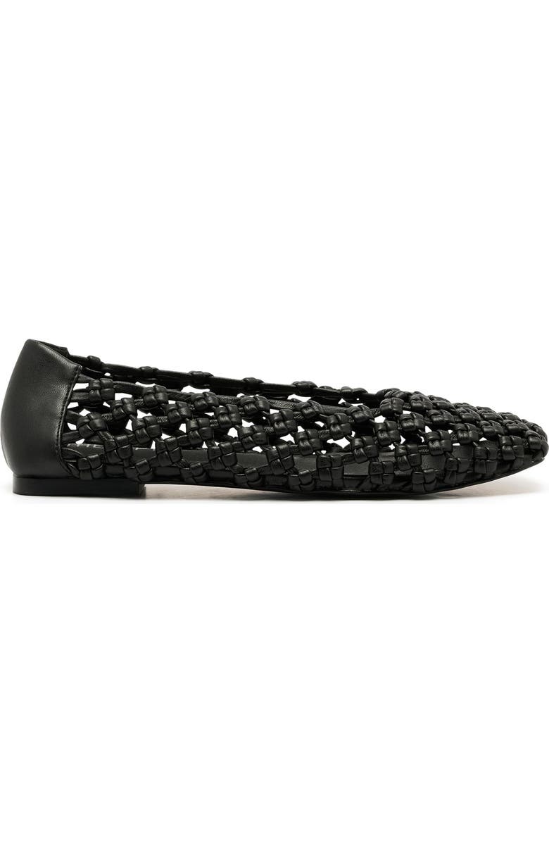 Therapy Australia Genesis Square Toe Woven Flats, Alternate, color, Black Smooth Pu