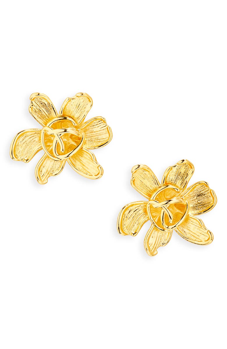 Oscar de la Renta O Flower Stud Earrings, Main, color, Gold