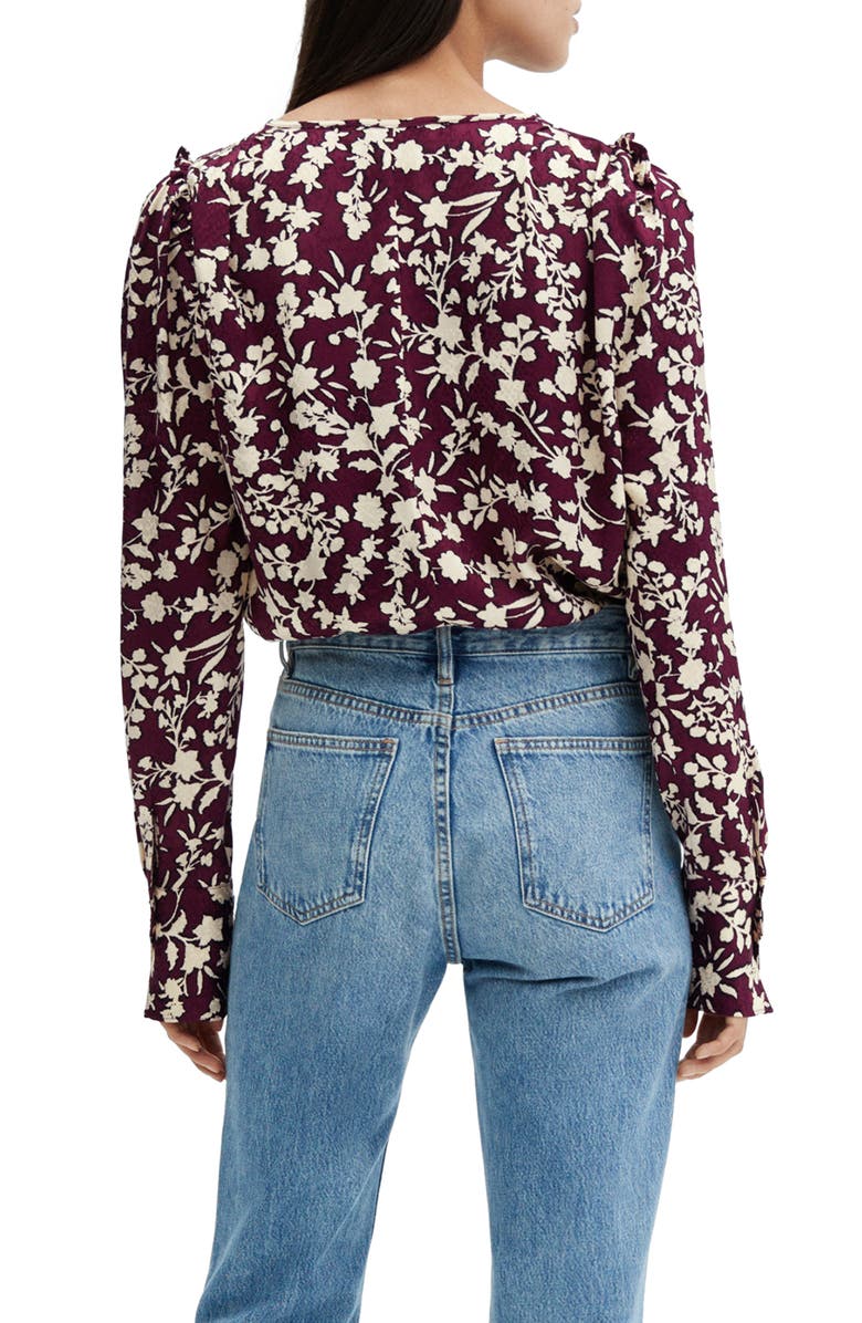 MANGO Floral Print Long Sleeve Top, Alternate, color, 