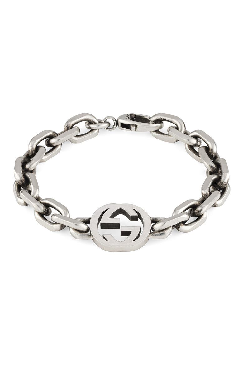 Men's Interlocking G Silver Bracelet, Main, color, SILVER