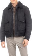 GORSKI Men's Genuine Shearling Bomber Jacket, Suede Finish