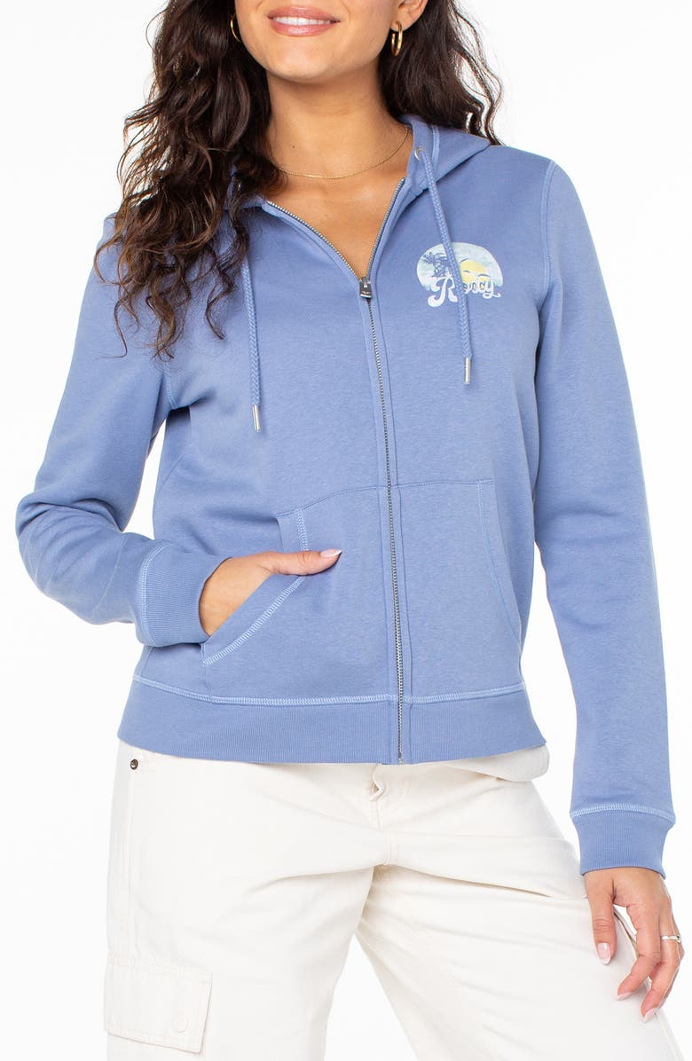 Roxy Evening Hike Full Zip Hoodie, Main, color, Infinity Blue