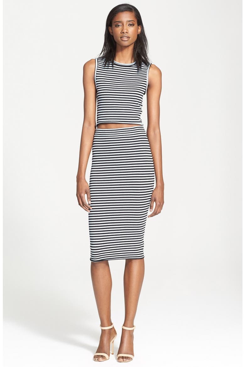 'Dan' Stripe Knit Crop Top, Alternate, color, WASHED BLUE BLACK