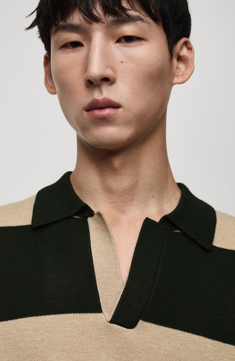 MANGO Stripe Polo Sweater, Alternate, color, Dark Green