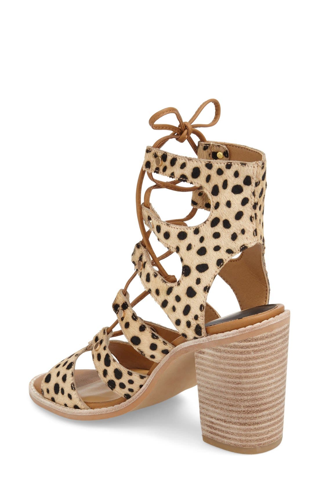 'Lyndon' Lace-Up Genuine Calf Hair Sandal, Alternate, color, LEOPARD CALF HAIR