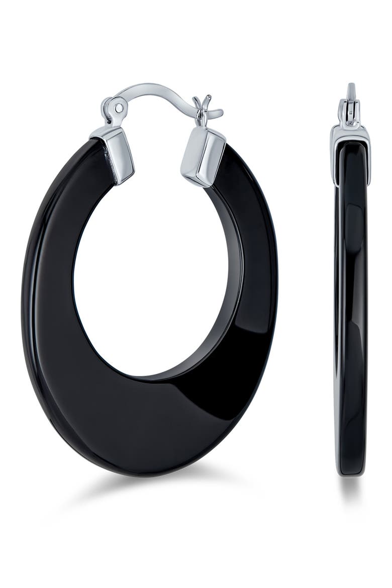Flat Hoop Earrings, Alternate, color, BLACK