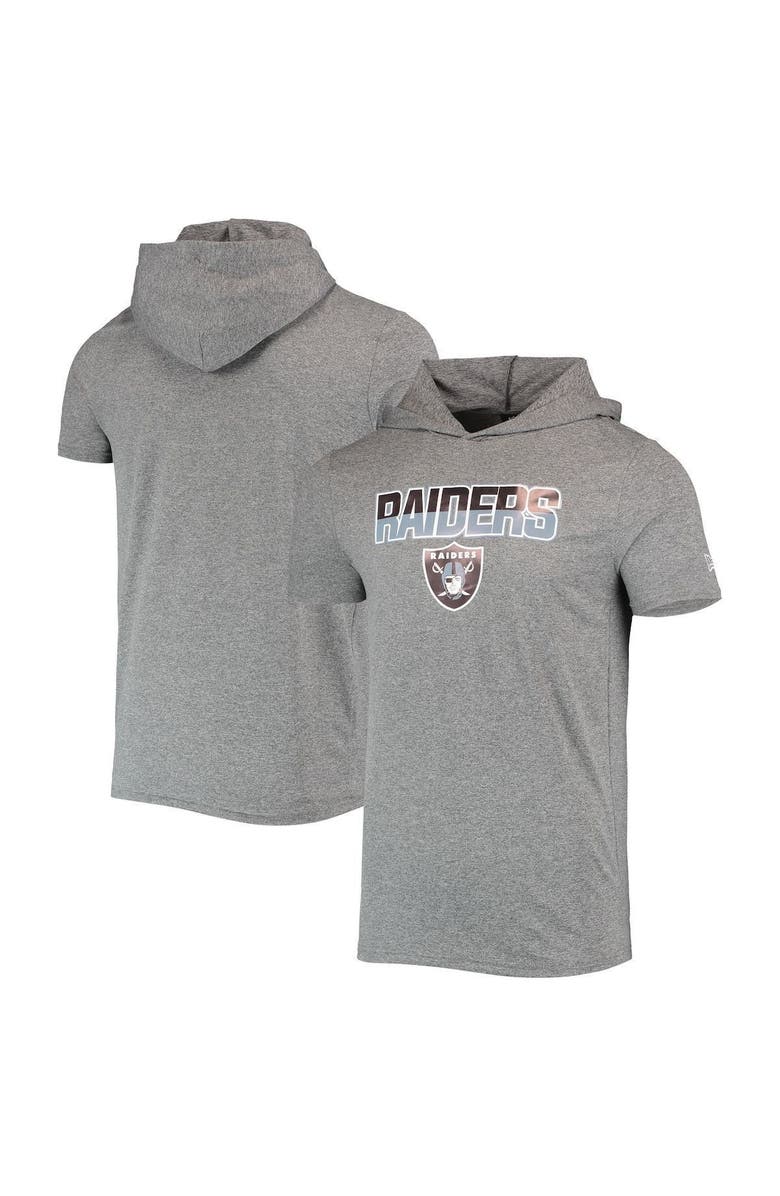 New Era Men's New Era Heathered Gray Las Vegas Raiders Team Brushed Hoodie T-Shirt, Alternate, color, Gray