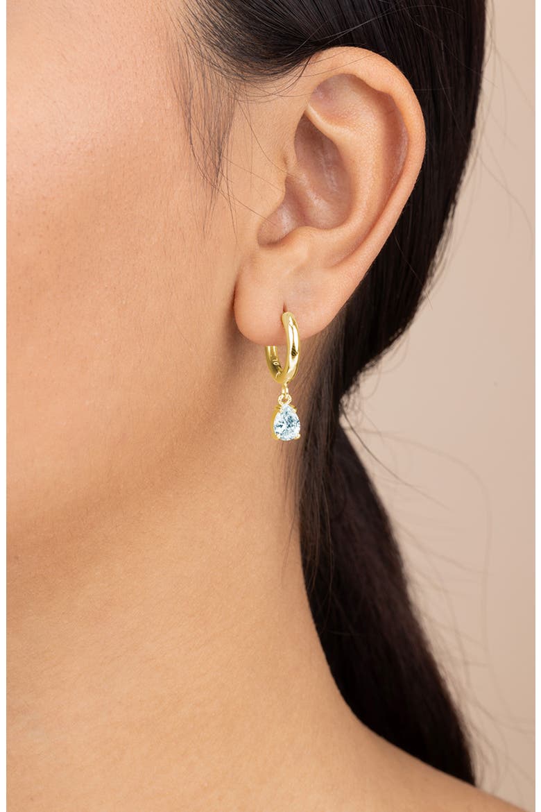Cubic Zirconia dangle Huggie Hoop Earrings, Alternate, color, GOLD