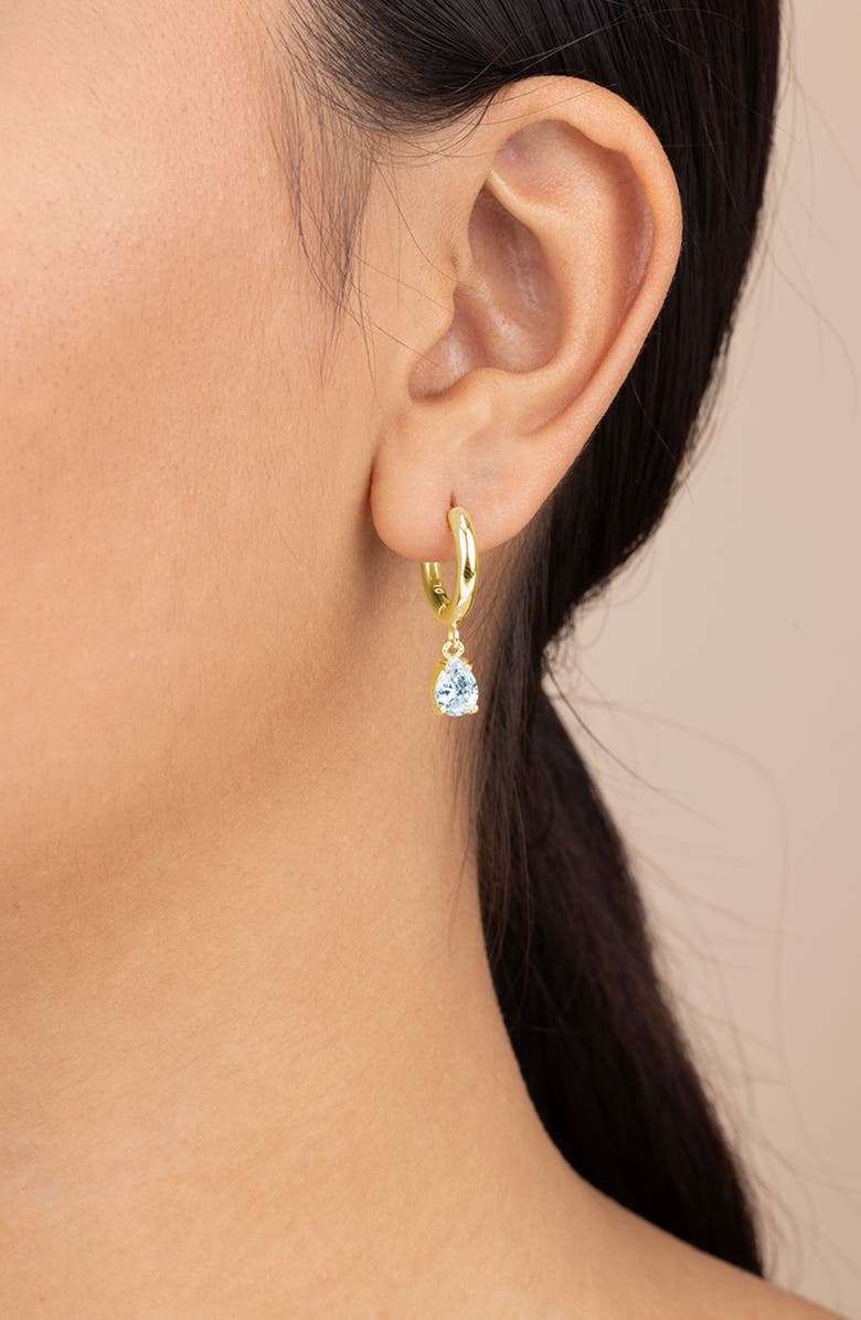 Sterling Forever Cubic Zirconia dangle Huggie Hoop Earrings, Alternate, color, Gold