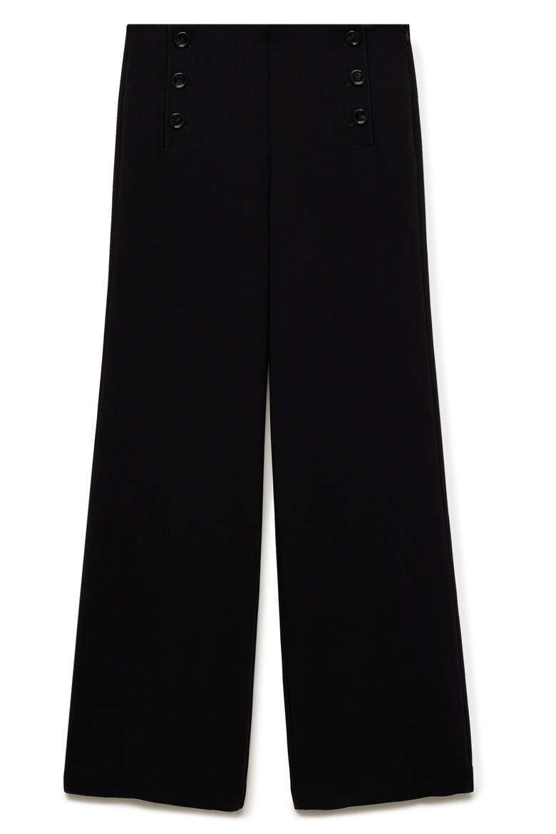 Button Wide Leg Pants, Alternate, color, BLACK
