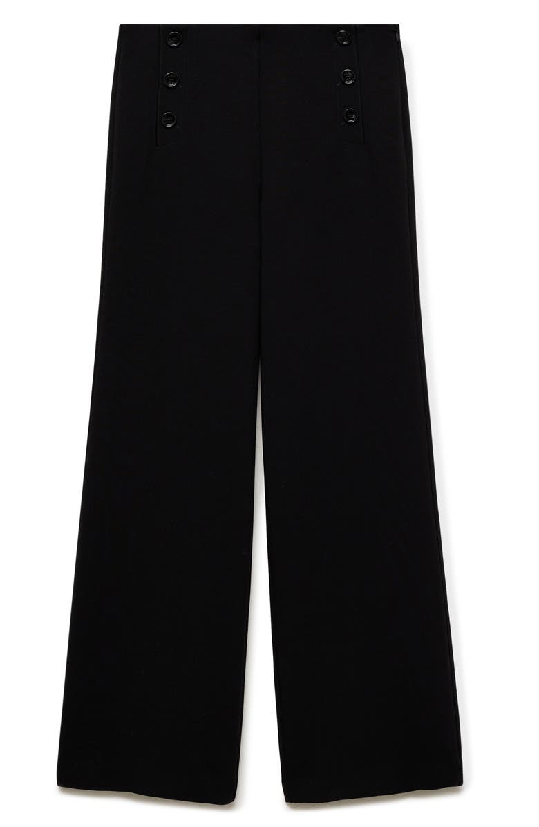 MANGO Button Wide Leg Pants, Alternate, color, Black