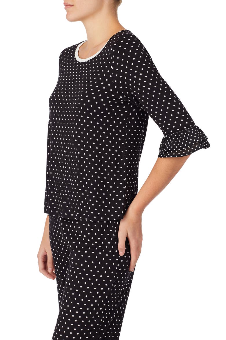 polka dot jersey crop pajamas, Alternate, color, BLACK IVORY DOT