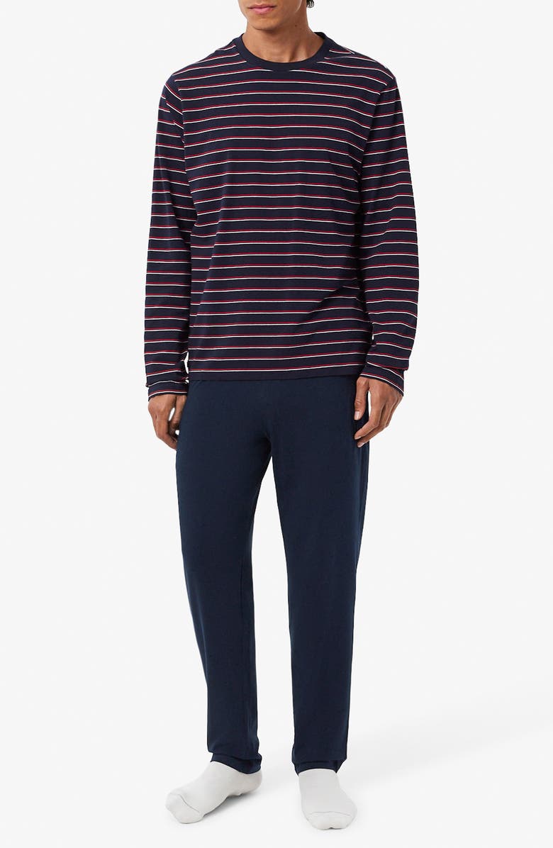 Lacoste Cotton Pajamas, Main, color, Navy Blue/ Red-White