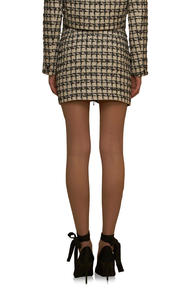 Premium Fringe Tweed Miniskirt, Alternate, color, BEIGE/ BLACK