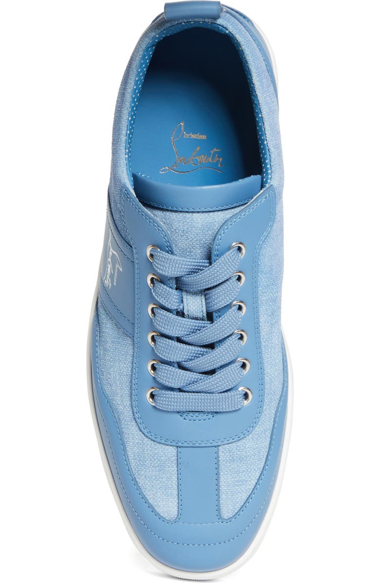 Christian Louboutin Retero Mixed Media Sneaker, Alternate, color, Ceruleo