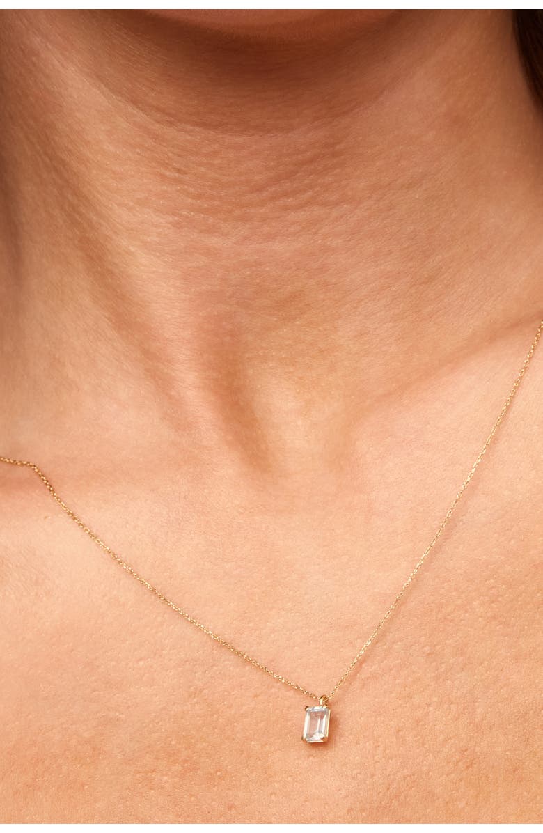 Oradina 14K Gold Date Me Birthstone Pendant Charm, Alternate, color, White Topaz - April