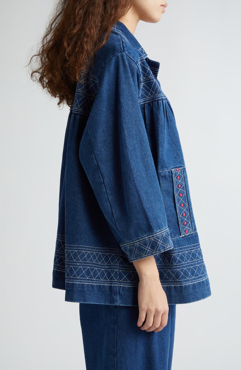 Bode Quincy Embroidered Denim Jacket, Alternate, color, 