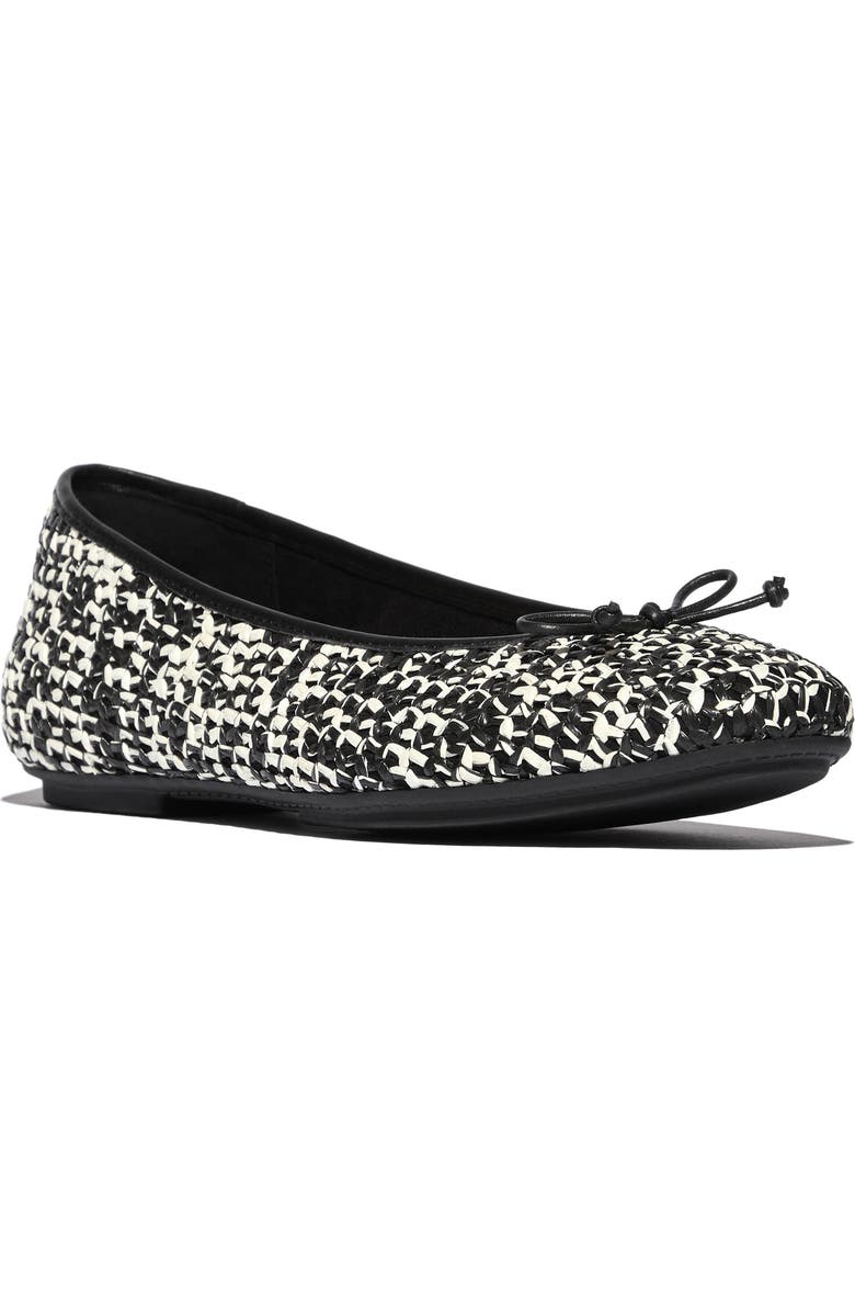 FitFlop Delicato Woven Mary Jane Flat, Main, color, Black/ Ivory Mix