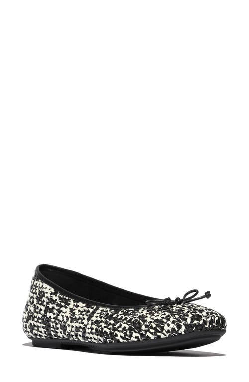 Fitflop Delicato Woven Mary Jane Flat In Black/ivory Mix