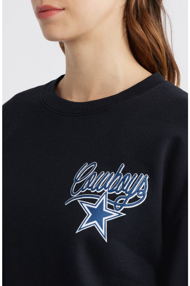 Cowboys Glitter Cotton Blend Sweatshirt, Alternate, color, BLACK