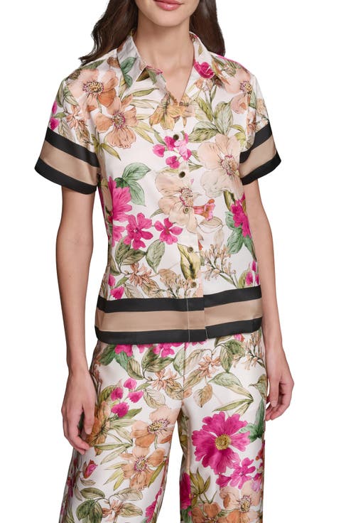Floral Short Sleeve Button-Up Shirt
