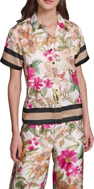 KARL LAGERFELD PARIS Floral Short Sleeve Button-Up Shirt