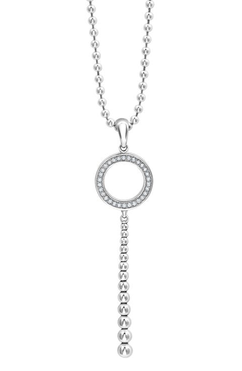 Enso Caviar Bead & Diamond Y-Necklace