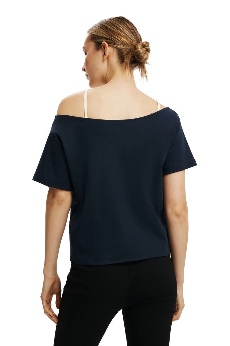 Women's The Sporty Off Shoulder Graphic Tee, Alternate, color, 89  Total Eclipse