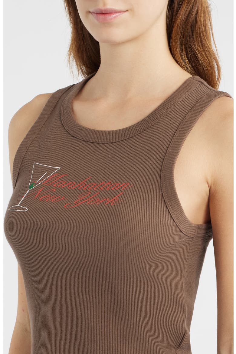 Manhattan Martini Cotton Graphic Tank, Alternate, color, COCOA