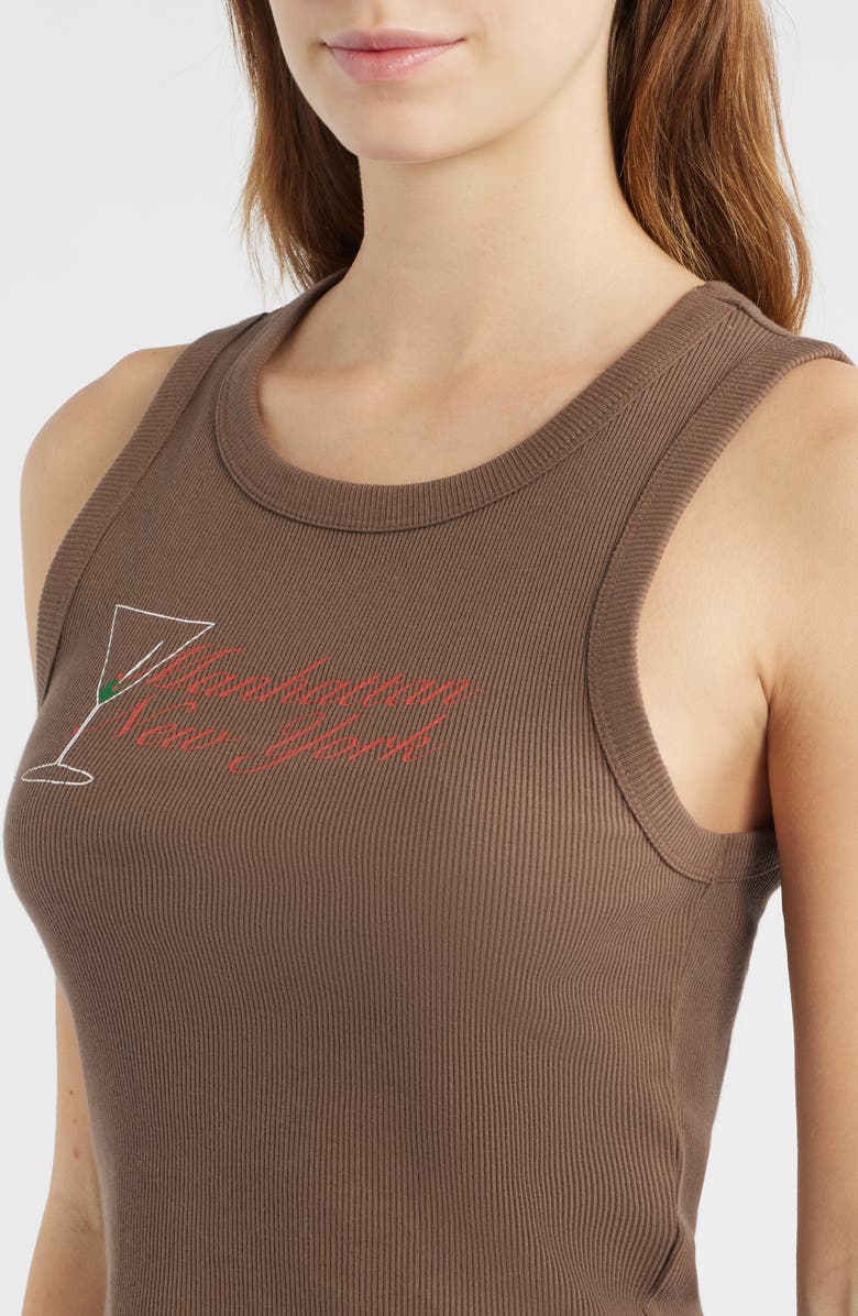 GOLDEN HOUR Manhattan Martini Cotton Graphic Tank, Alternate, color, Cocoa
