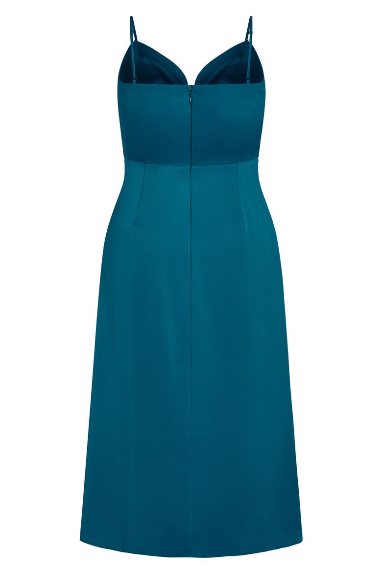 Simplicity Cowl Neck Satin Midi Dress, Alternate, color, VIRIDIAN