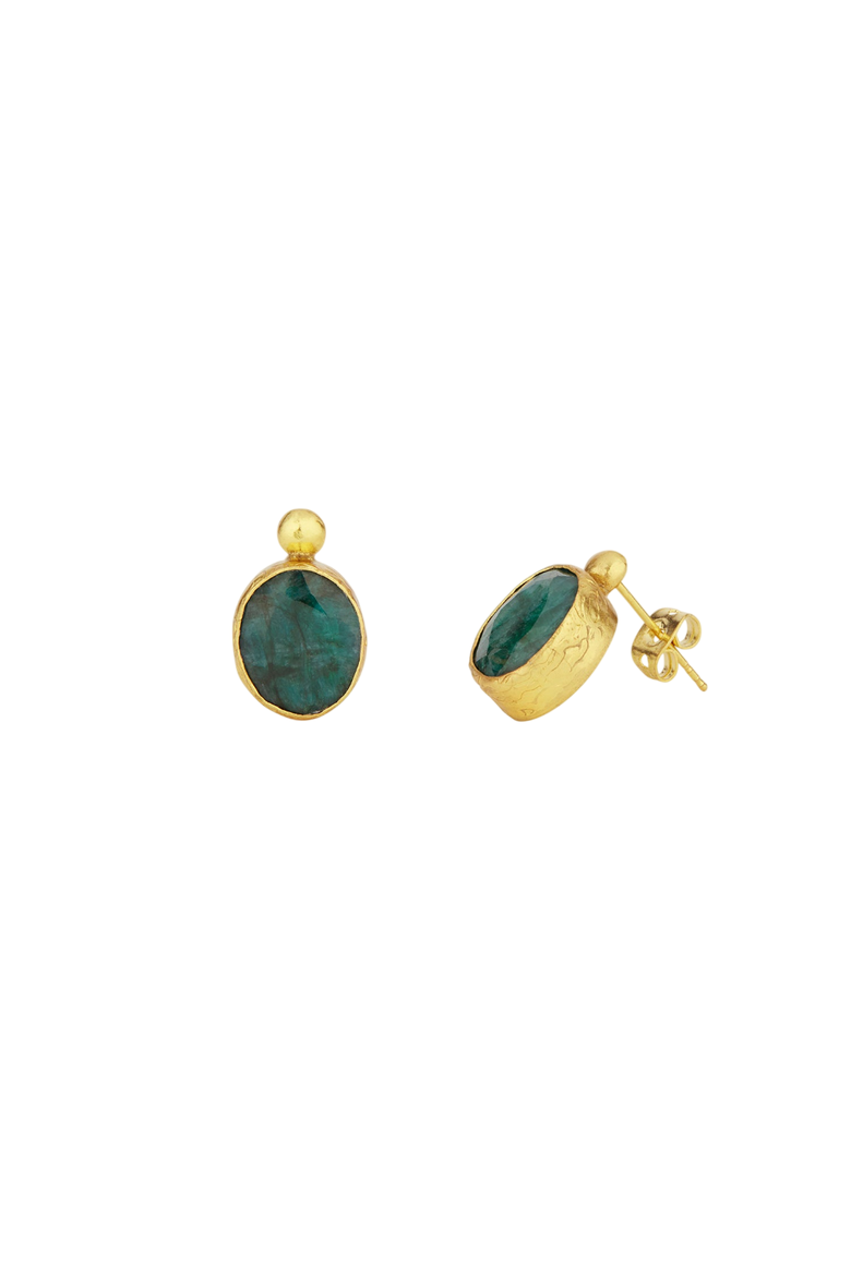 Siena Stud Earrings, Main, color, Emerald