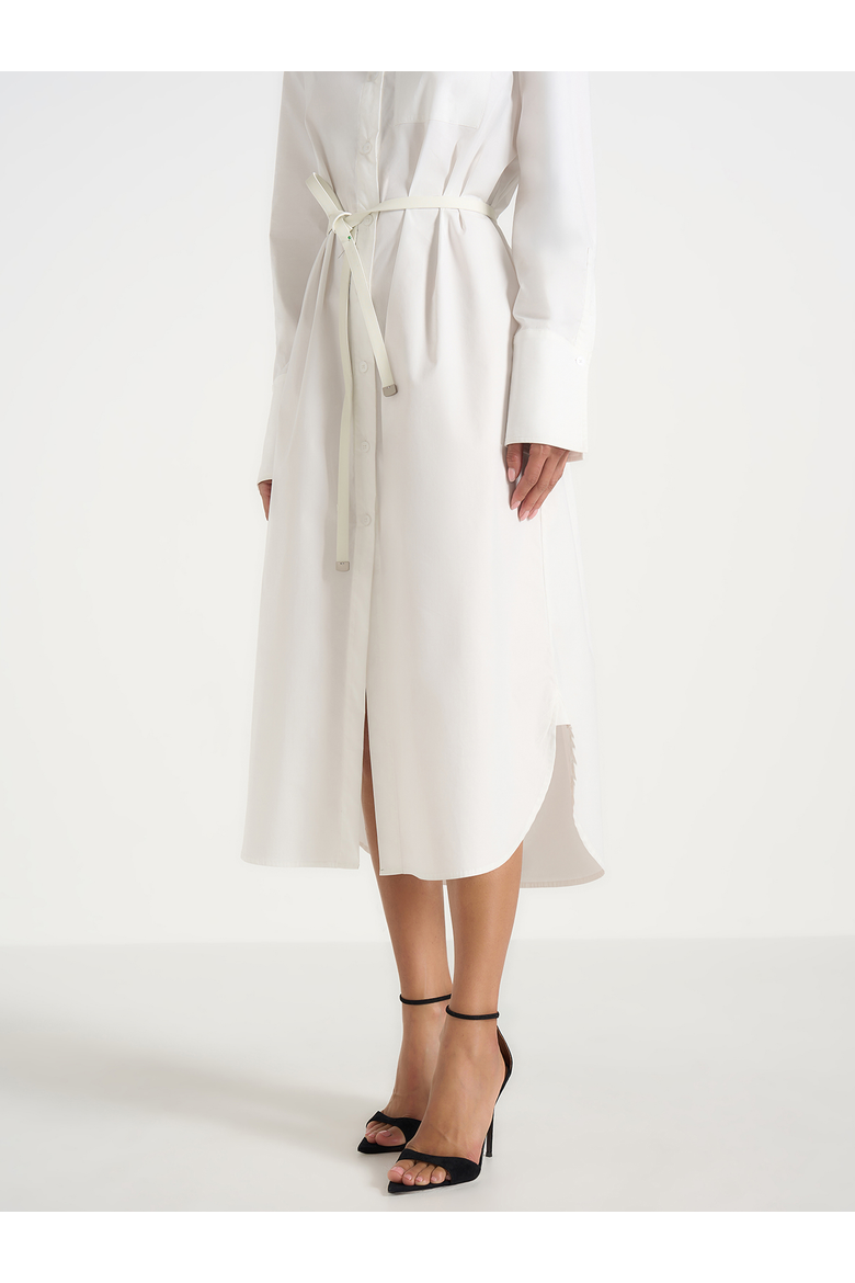 Isa Belted Cotton Midi Shirt Dress, Alternate, color, White